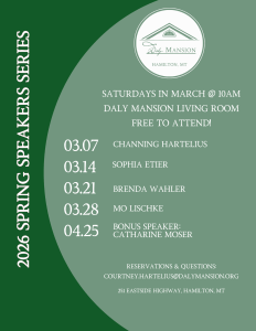 2026 Daly Mansion *Free* Spring Speakers Series @ Daly Mansion